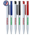 Certified USA Made - "Monticello" White Click Pen with Colored Trim